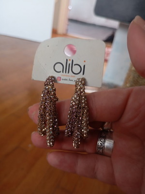 Alibi stainless steel waterfall style drop earrings with crystals