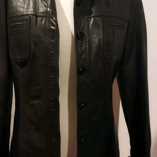 Men's leather jacket used, black, vintage style