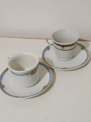Espresso cup set used, pair for coffee