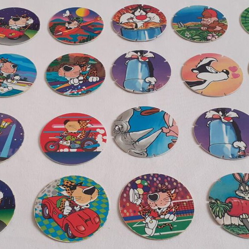 Vintage caps used, collection of 80 pieces with Tasty Tops and Pokemon Tazos