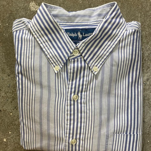 Ralph Lauren Blake Long Sleeve Shirt, Light Blue White Pinstripe, L