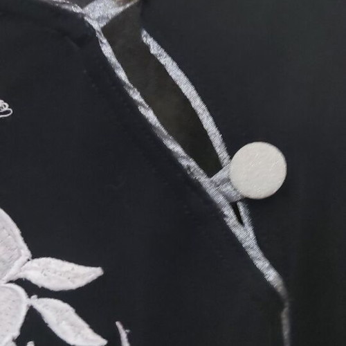 Jersey tunic black with silver rose embroidery, like new
