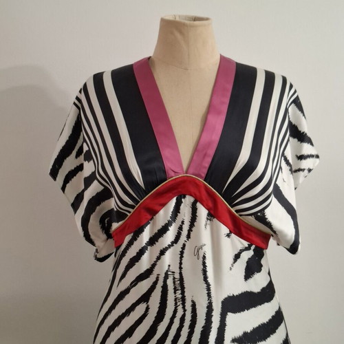 Vintage maxi φόρεμα Gizia με ασπρόμαυρο ζεβρέ μοτίβο