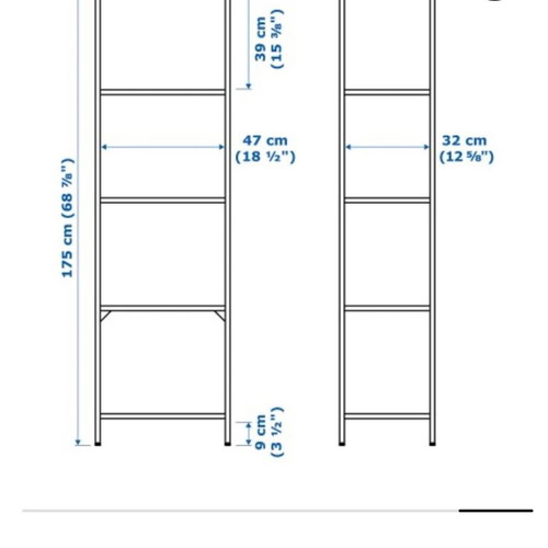 IKEA VITTSJÖ black shelving unit 51x36x175 cm