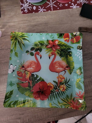 Serving platter new with flamingo and floral design