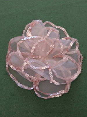 Beige Boutonniere 12 cm like new with organza sequins