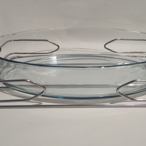 Marinex Glass Oven Dish with Metal Base like new, 35x23 cm