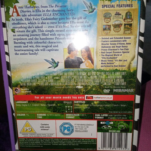 Ella Enchanted DVD like new, comedy adventure, subbed