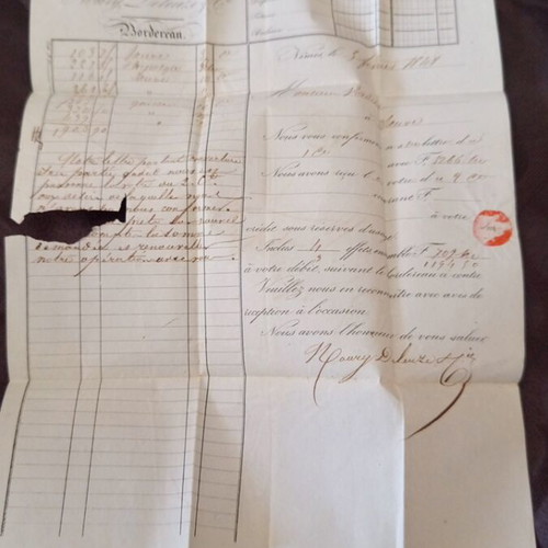 French letter from 1848 used with two stamps, financial correspondence