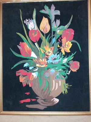 Vintage painting on velvet and felt hand-painted 60"x75"