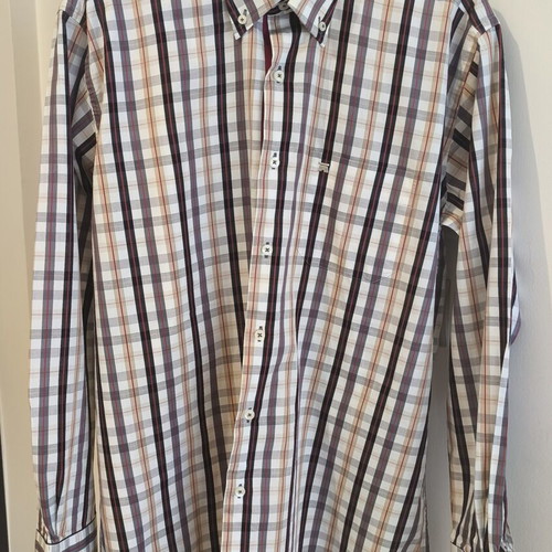 NCS men's cotton checked long-sleeve shirt, size L