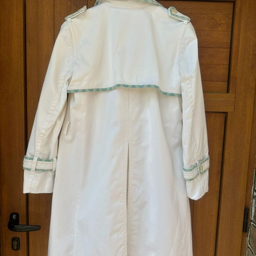 Coach women's trench coat like new, size XL, cotton, white and blue