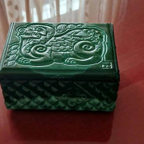 Czech malachite box with small defect