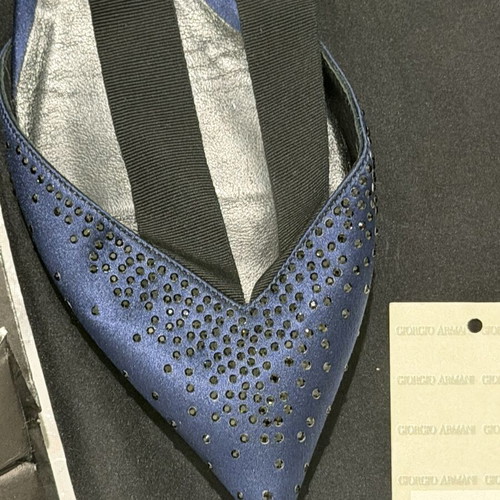 Giorgio Armani navy blue pumps with black rhinestones, EU 38