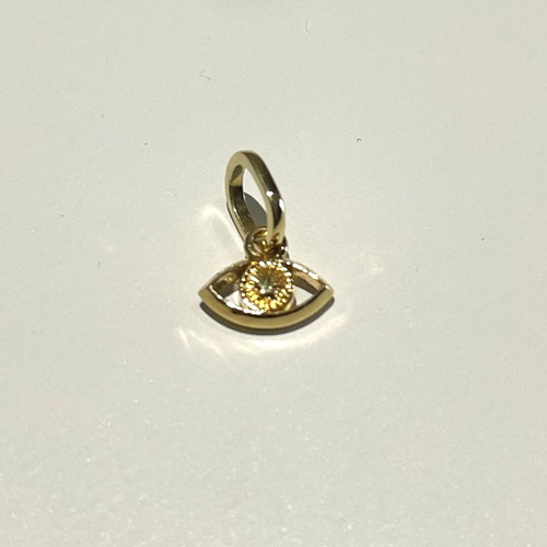 Pandora pendant with blue eye 14K gold plated, unused with packaging