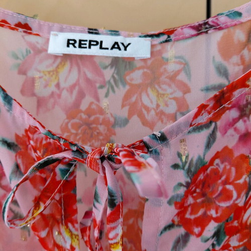 Replay Floral Cami Top L Made in Italy, new, multicolor with lurex