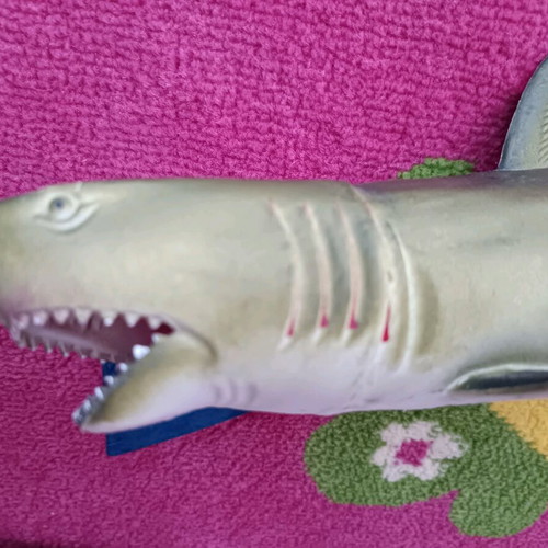 Plastic shark like new with horn sound, about 42 cm long