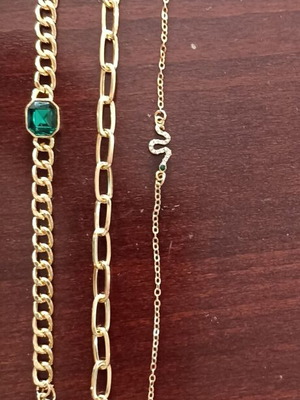 Hand chains, set of 3, green accents
