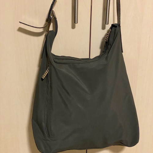 Gianfranco Ferre gray waterproof shoulder bag like new with olive strap