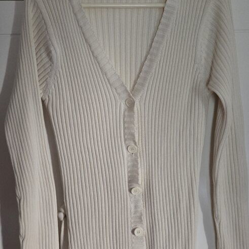 Zara women's long knitted cardigan like new, white, size L