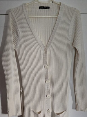 Zara women's long knitted cardigan like new, white, size L