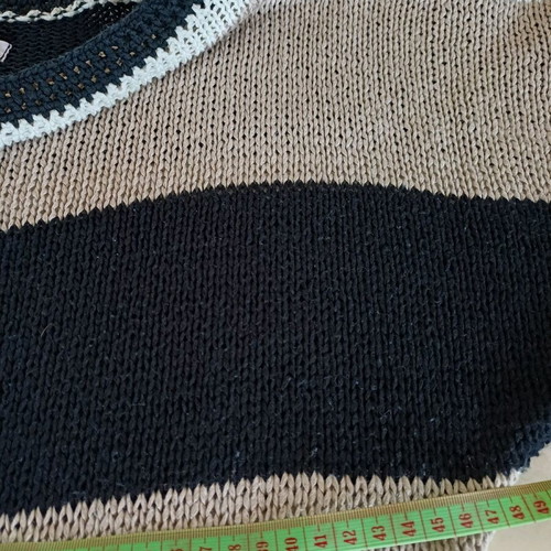 Scandalo cotton knit summer blouse like new, black and beige, size S/M
