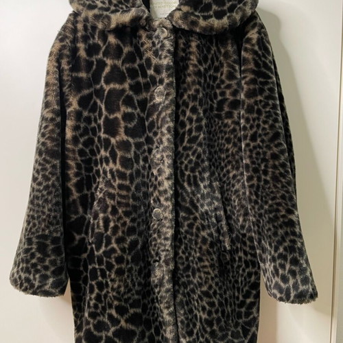 Benetton Leopard Fur Coat used, brown, size S