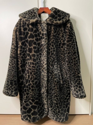 Benetton Leopard Fur Coat used, brown, size S