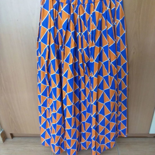 Statement long skirt like new, geometric blue and orange