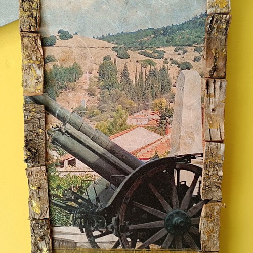 Handmade Cannon Painting new with Kalavryta photo 20x34