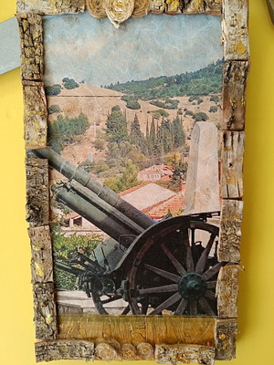 Handmade Cannon Painting new with Kalavryta photo 20x34