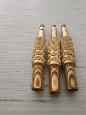 Audio Adaptors Jack 6.3mm Male new, pack of 3, gold-plated