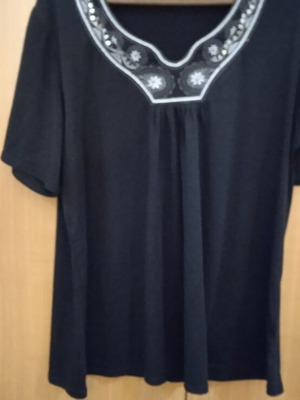 Women's blouse used, black, embroidered with beads and sequins, size XL