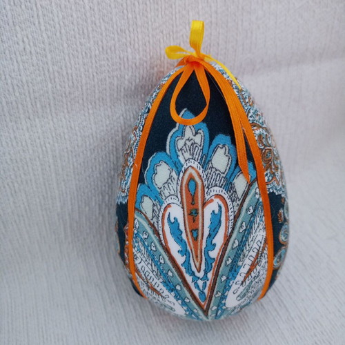 Decorative egg blue paisley used, Easter decor
