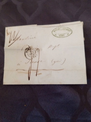 French letter of correspondence 1845 used with postal stamps