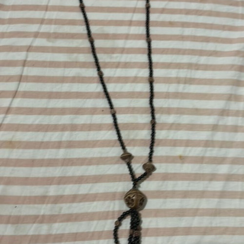 Wooden necklace with black and brown beads A.L.E. new