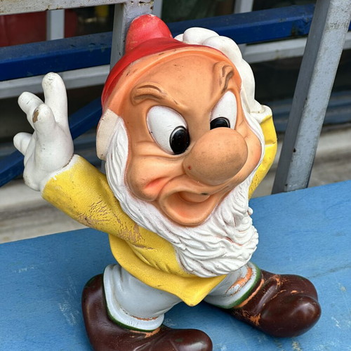 Vintage Bully West Germany Disney Grumpy rubber figure used