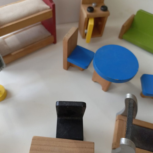 ELC Wooden Dollhouse Furniture Set used