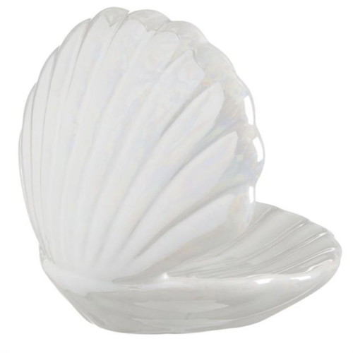 Decorative ceramic shell new white iridescent
