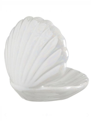 Decorative ceramic shell new white iridescent