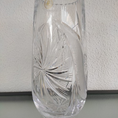 Handmade crystal vase new from Yugoslavia
