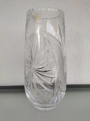 Handmade crystal vase new from Yugoslavia