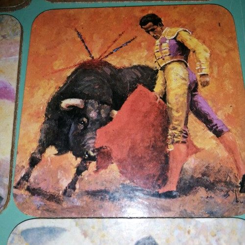 Coaster set with Spanish bullfighting theme like new