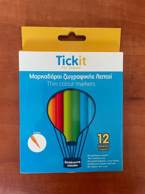 Tickit Thin Colour Markers pack of 12 new