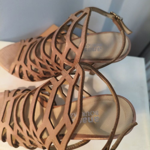 Bournazos Gladiator Style Leather Heels Pudra Size 38 Like New