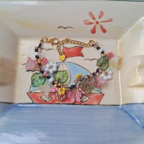 Women's bracelet handmade, new, pink and gold