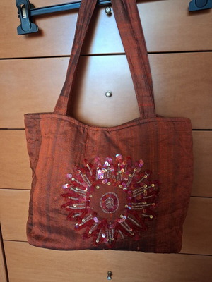 Fabric shoulder bag used, dimensions 0.35×0.25