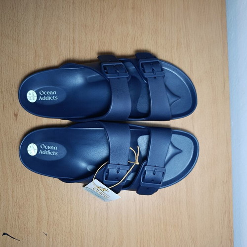 Ocean Addicts men's double buckle slippers, blue, size 44