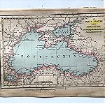  1861 λιθόγραφος χάρτης του Εύξεινου Πόντου Μαύρης Θάλασσας υδατογραφιμένος όπως εκδόθηκε 24x15cm
