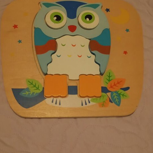 Wooden owl puzzle used, good quality wood